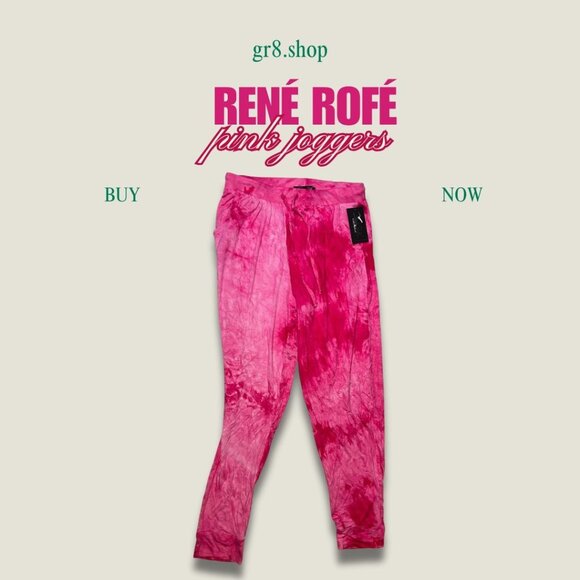 René Rofé Womens Tie-Dye Pink Joggers Sleepwear Medium 95% Rayon Elastic Waistba - Picture 1 of 5